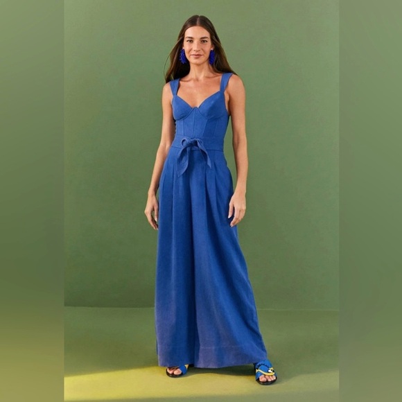 Farm Rio Blue Jumpsuit - Picture 1 of 8